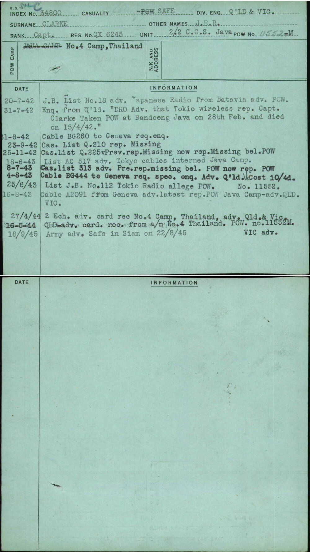 Clarke, J E R, QX6245