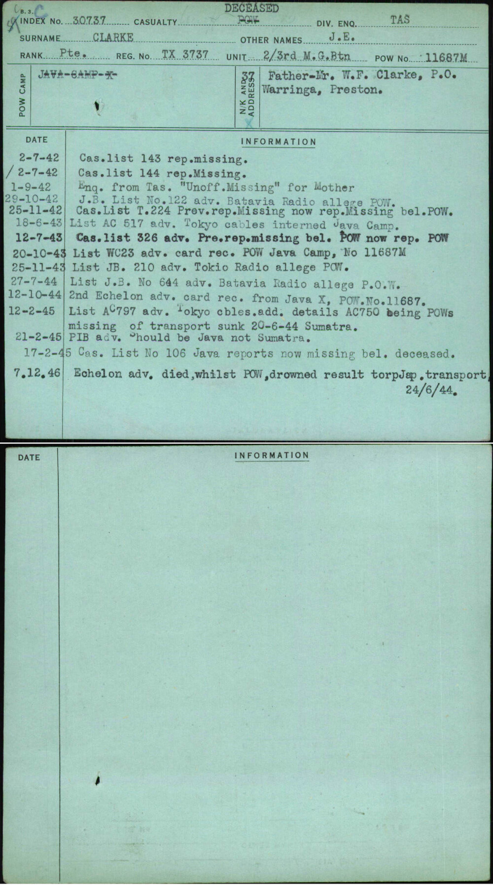 Clarke, J E, TX3737