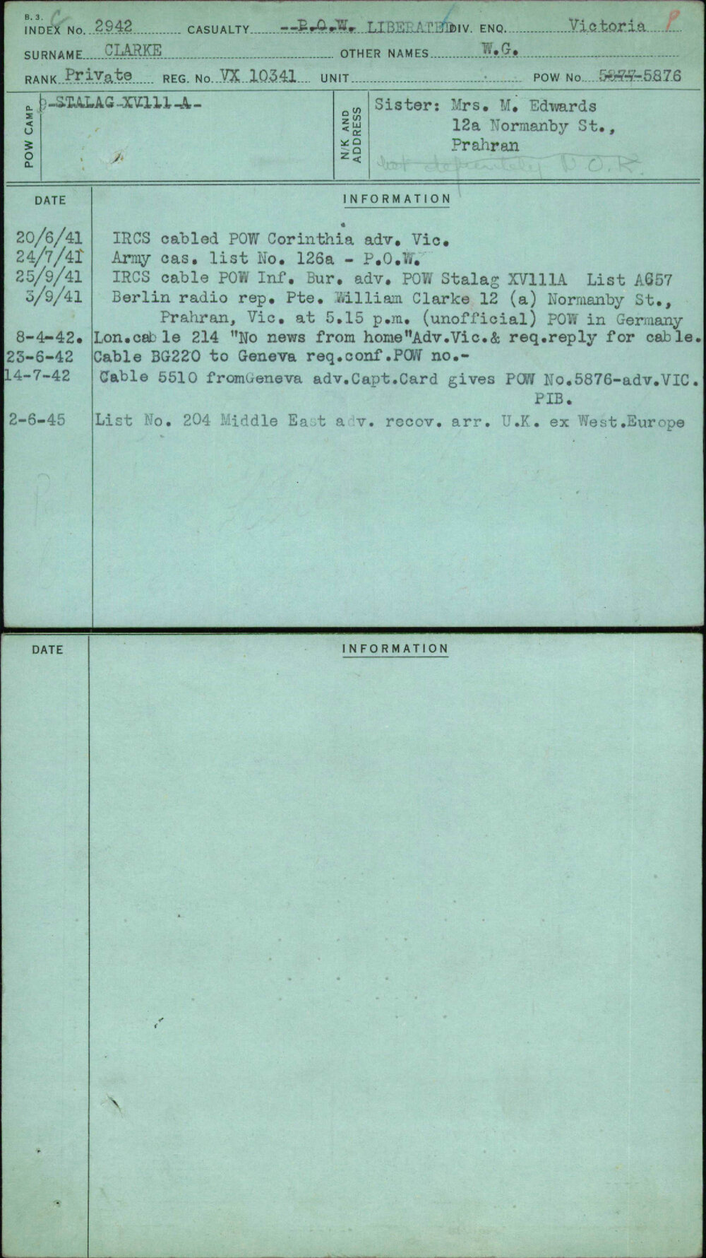 Clarke, W G, VX10341