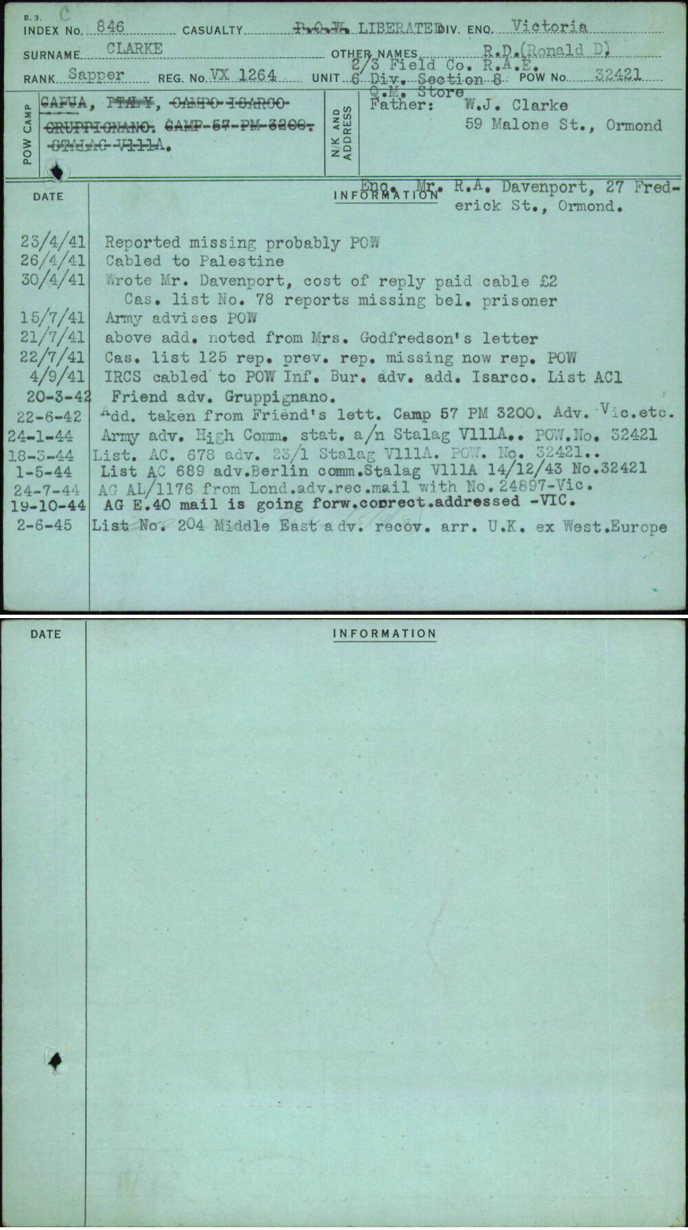 Clarke, R D (Ronald D), VX1264