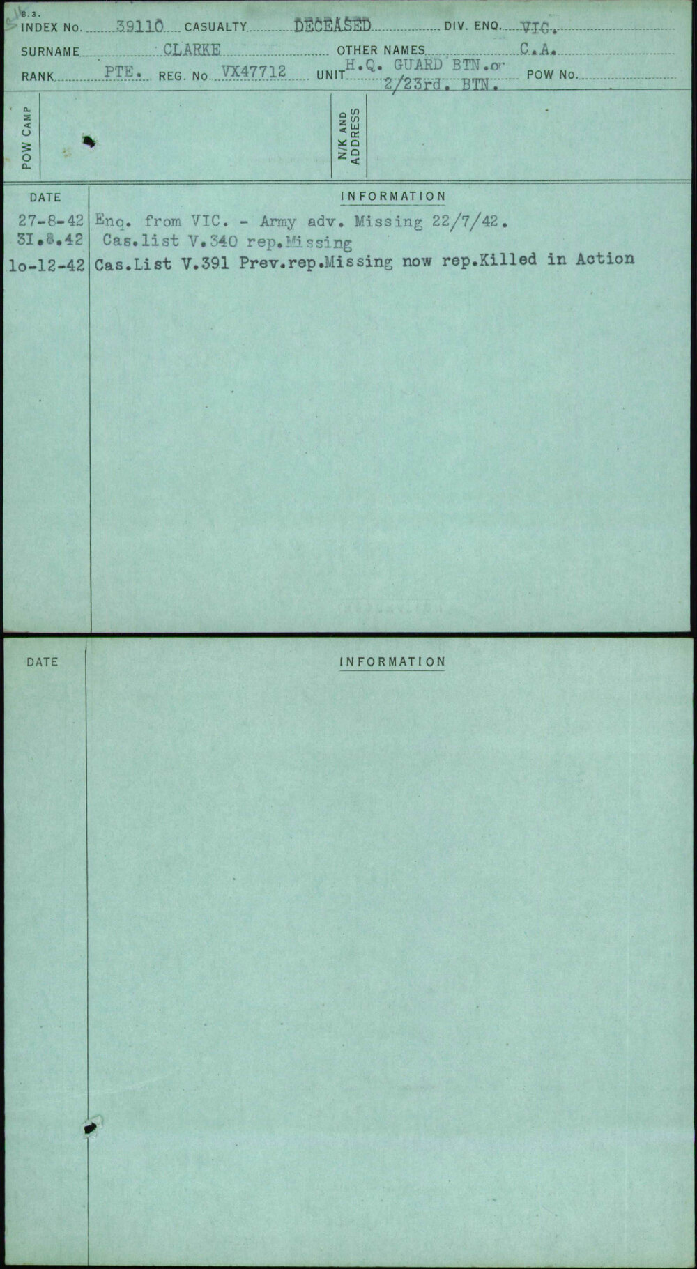 Clarke, C A, VX47712