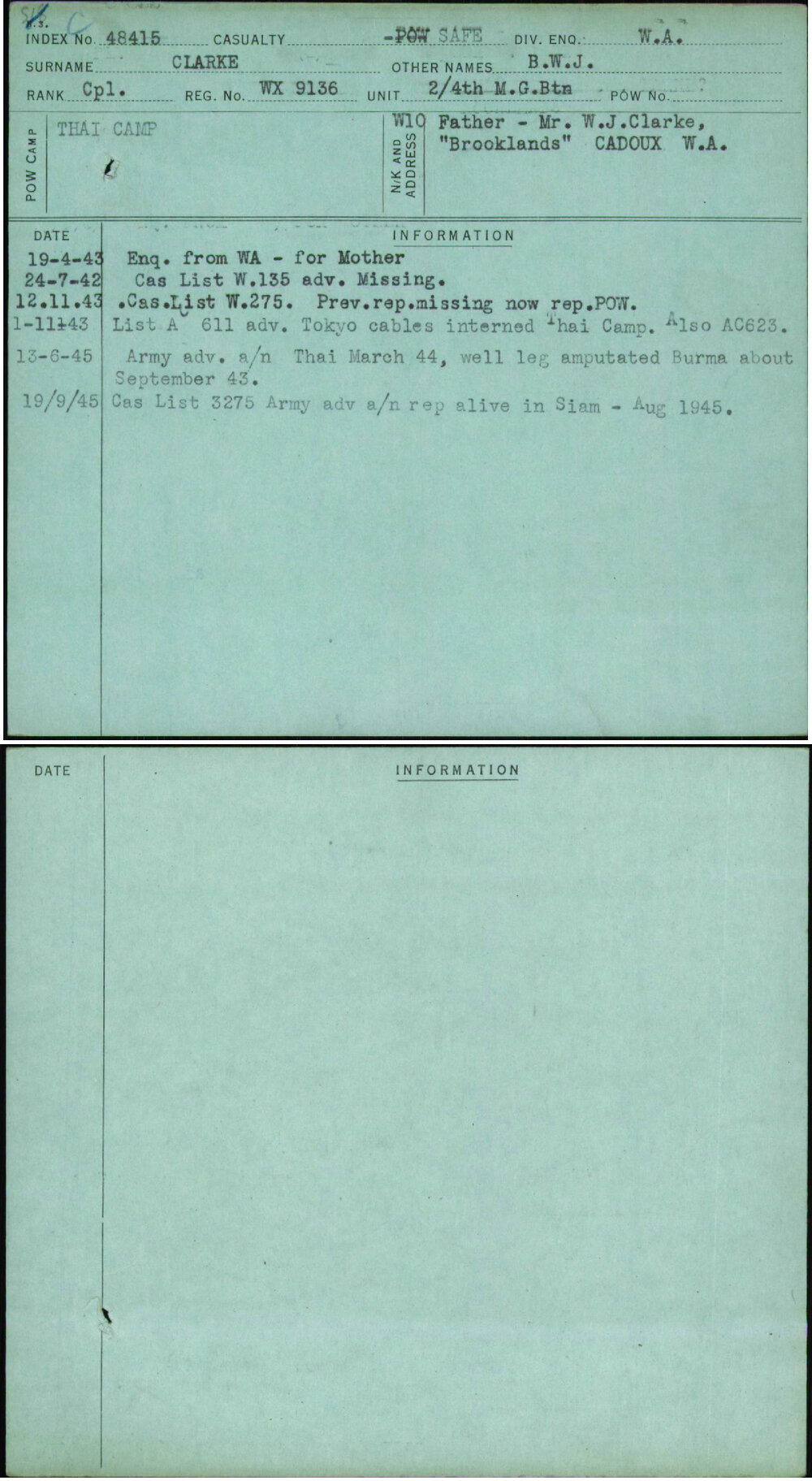 Clarke, B W J, WX9136