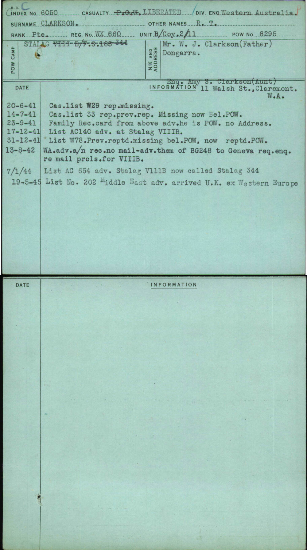 Clarkson, R T, WX660