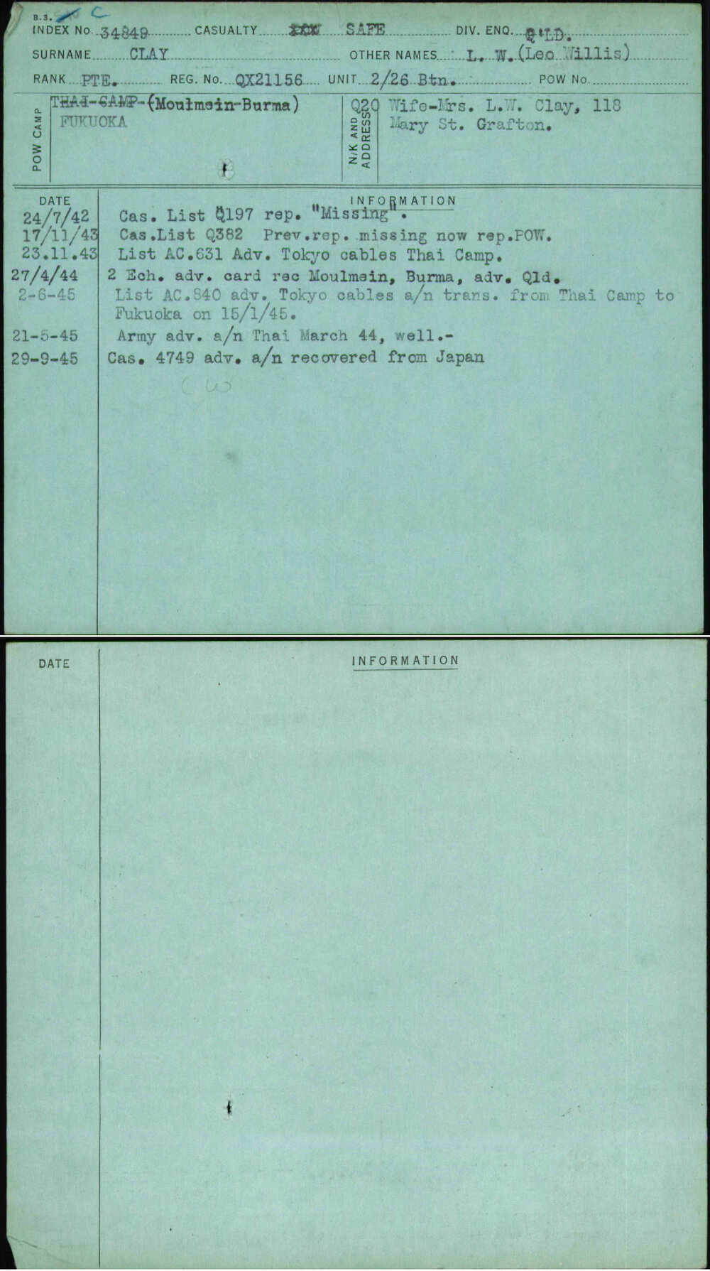 Clay, L W (Leo Willis), QX21156