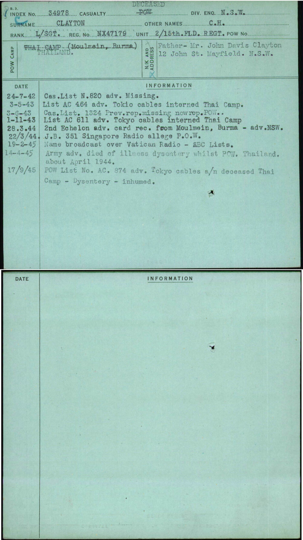 Clayton, C H, NX47179