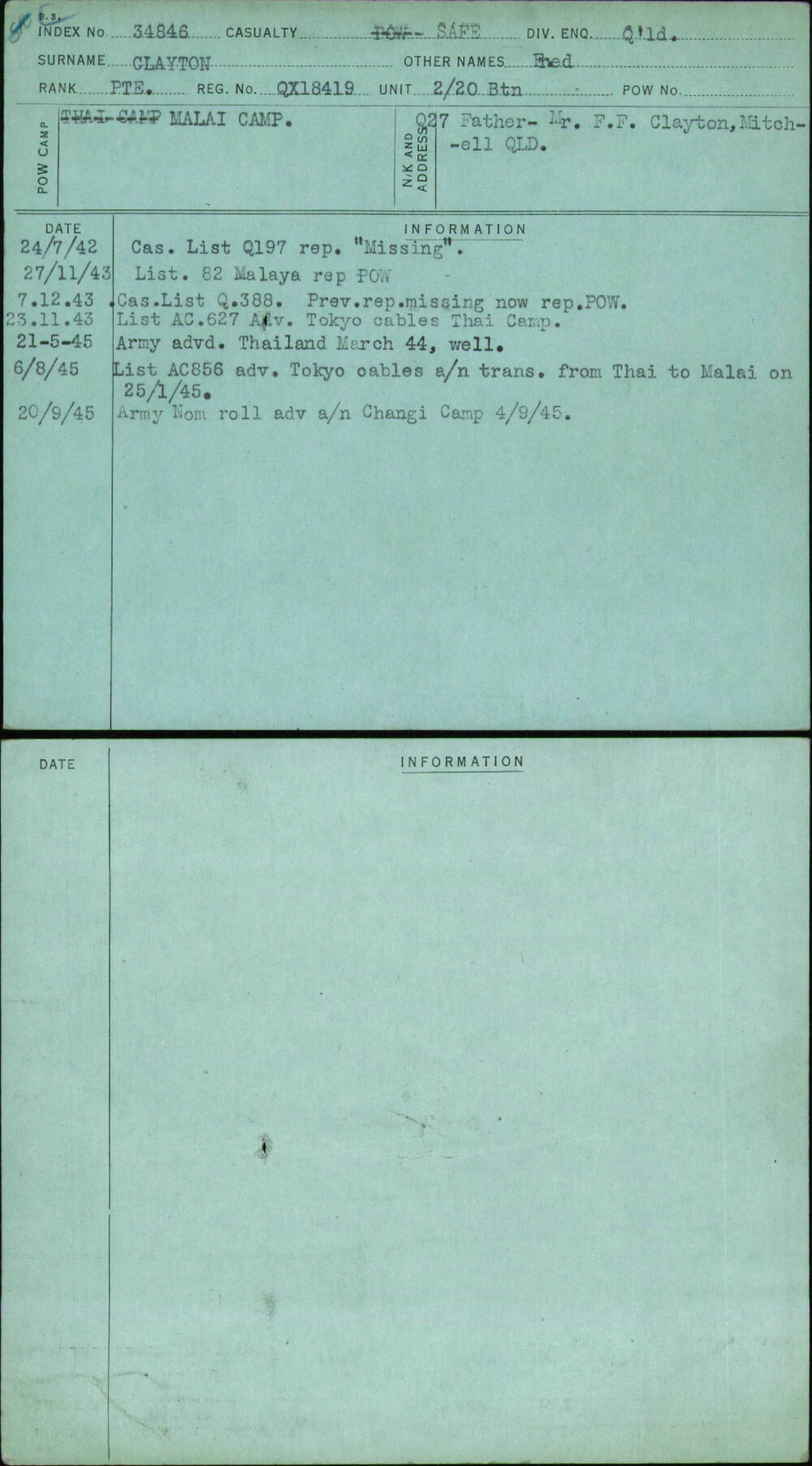 Clayton, Fred, QX18419