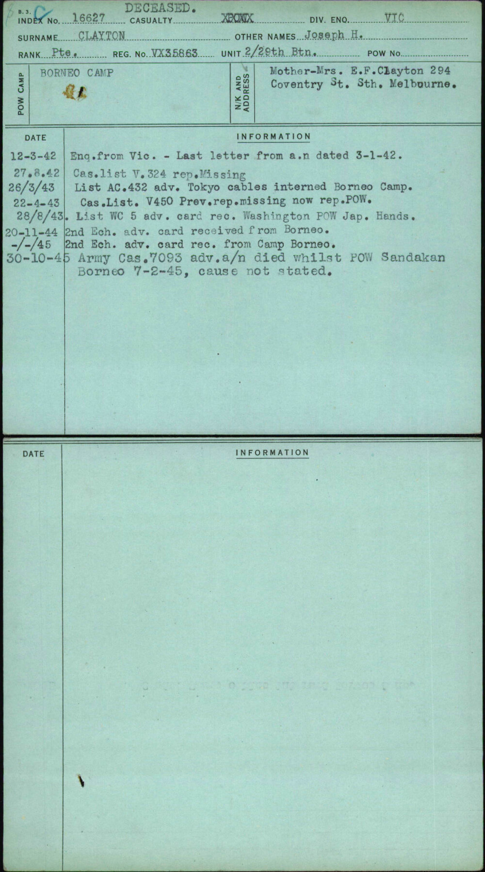 Clayton, Joseph H, VX35863