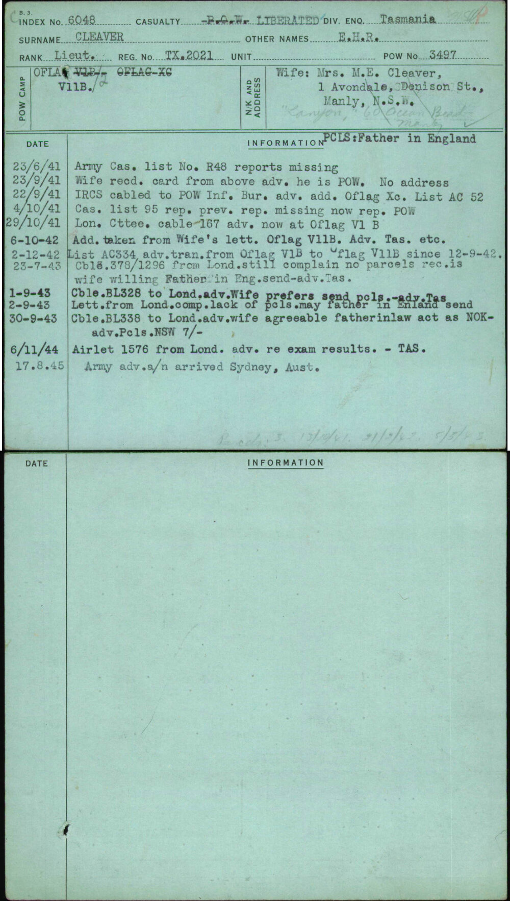 Cleaver, E H R, TX2021