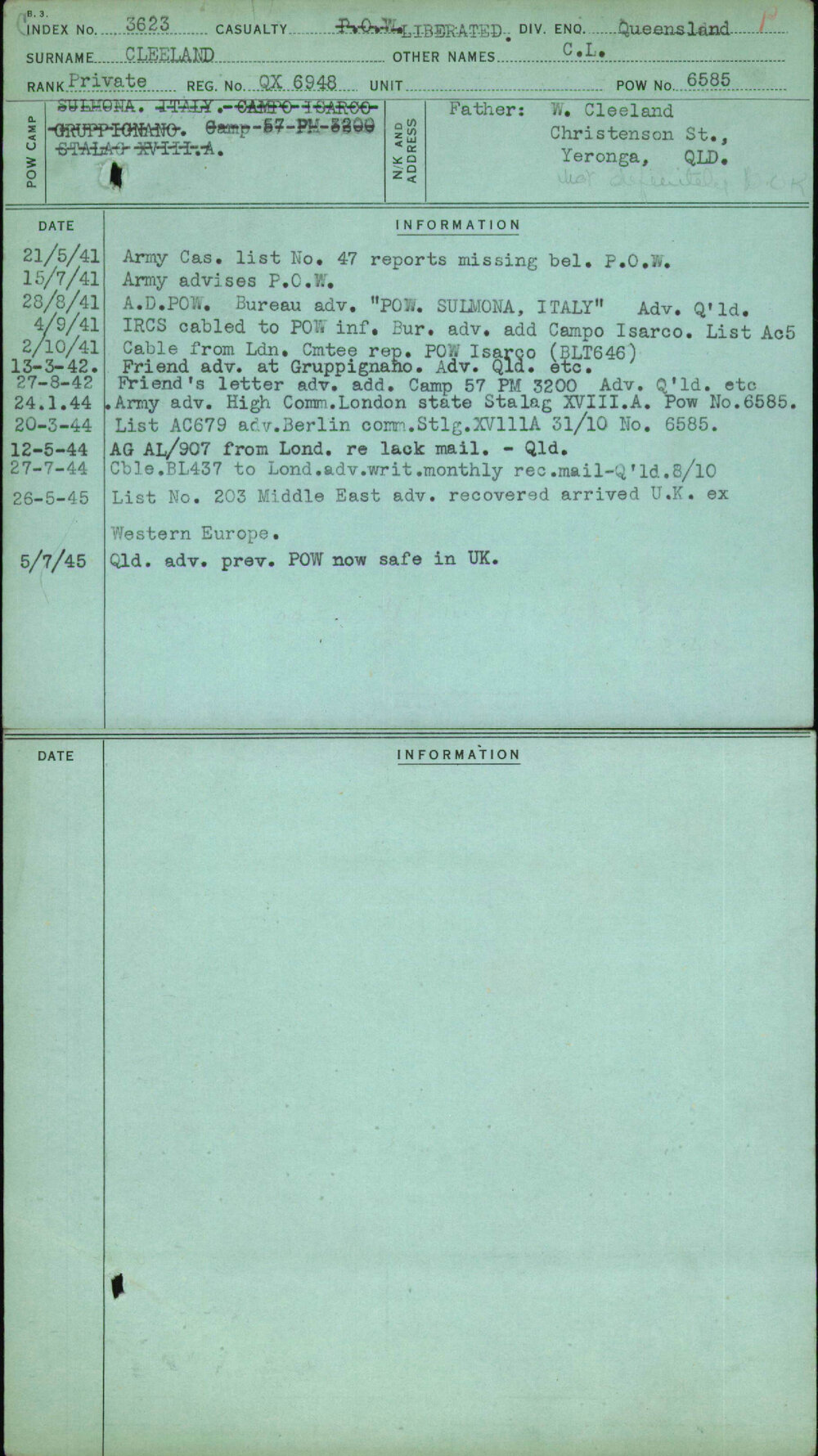 Cleeland, C L, QX6948