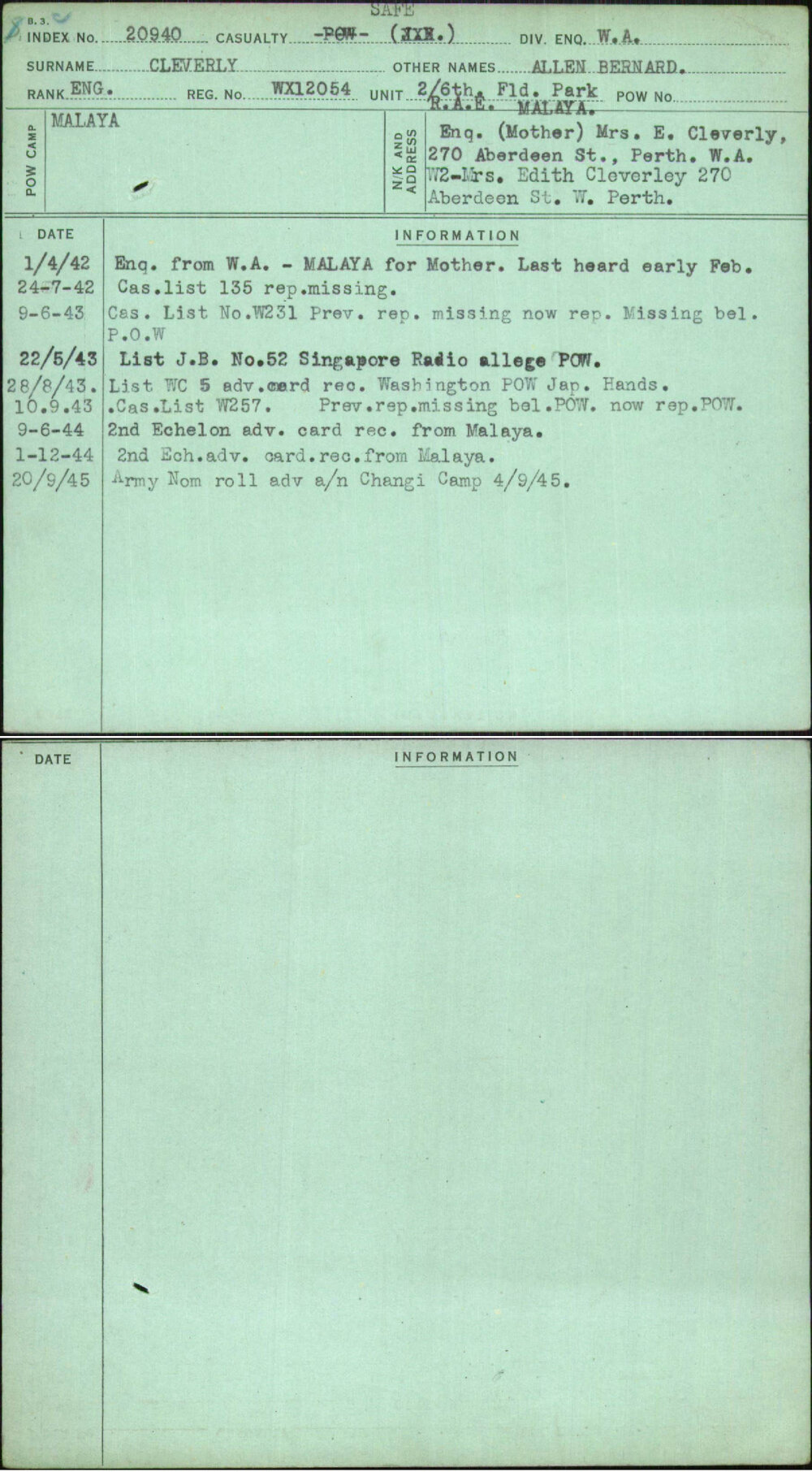 Cleverly, Allen Bernard, WX12054