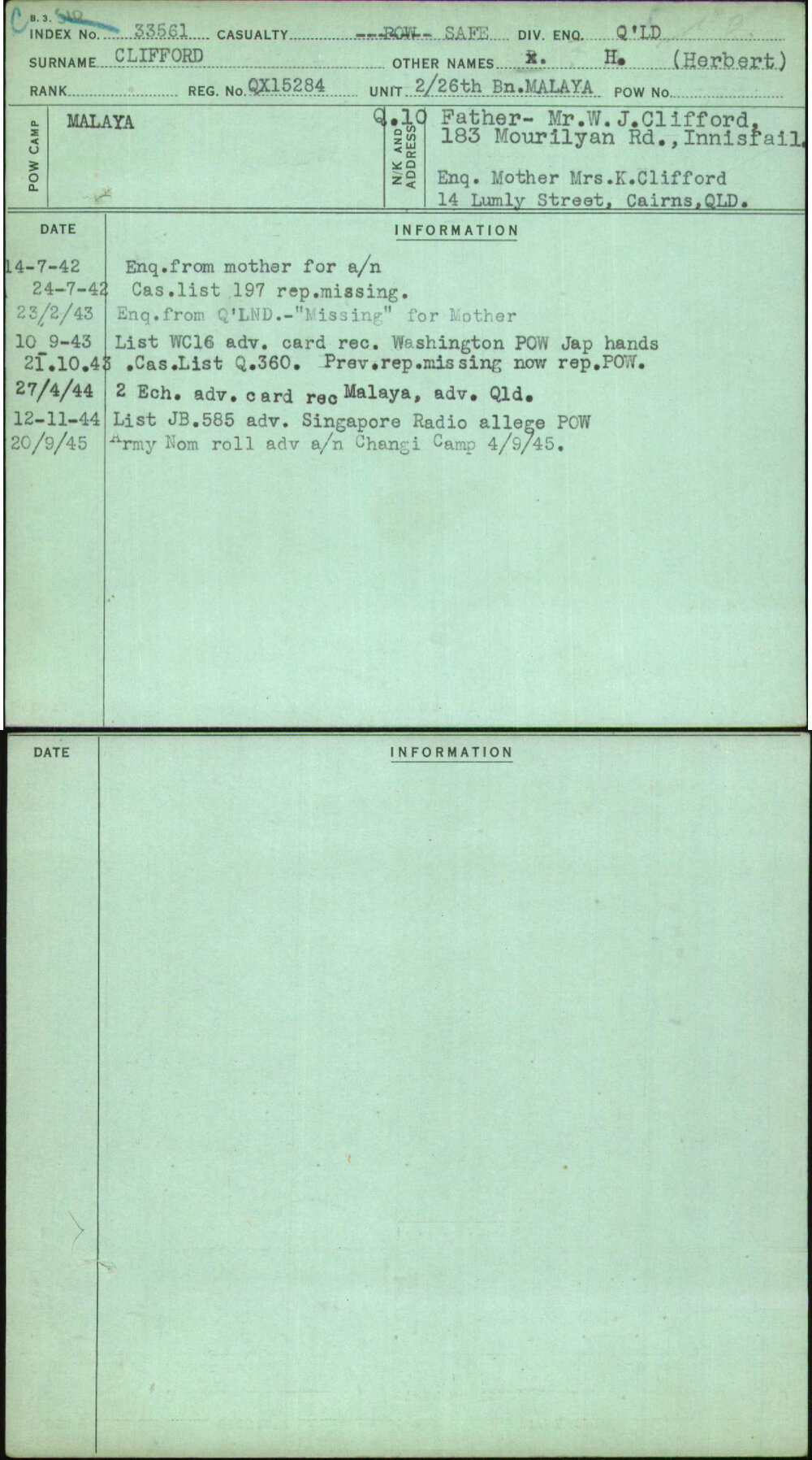 Clifford, X H (Herbert), QX15284