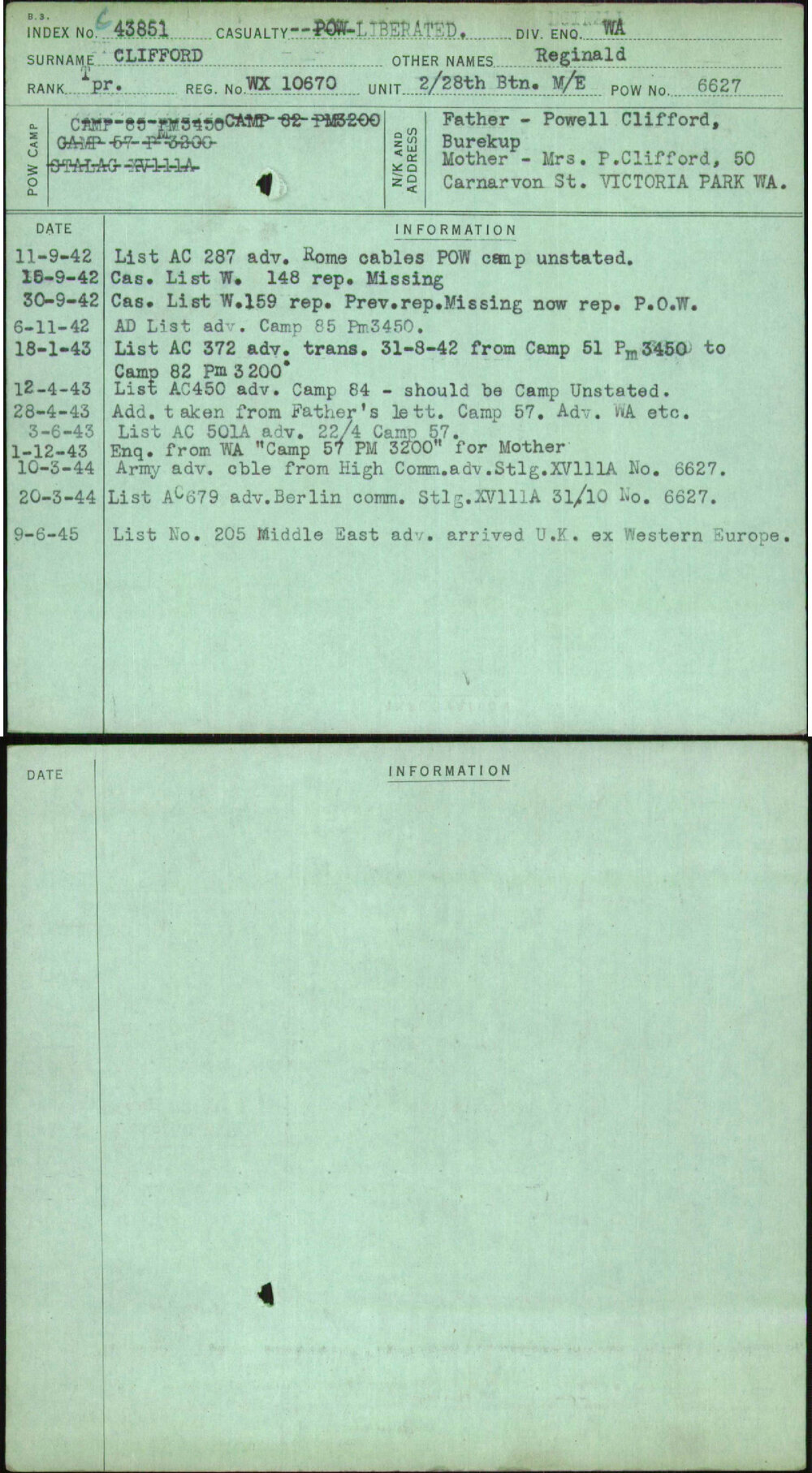 Clifford, Reginald, WX10670