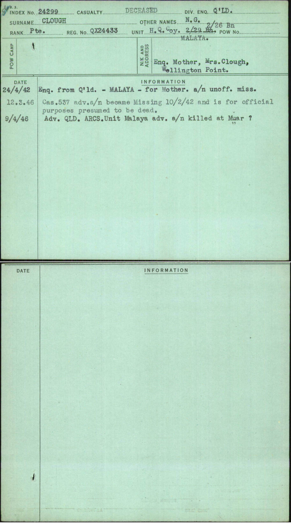 Clough, N G, QX24433