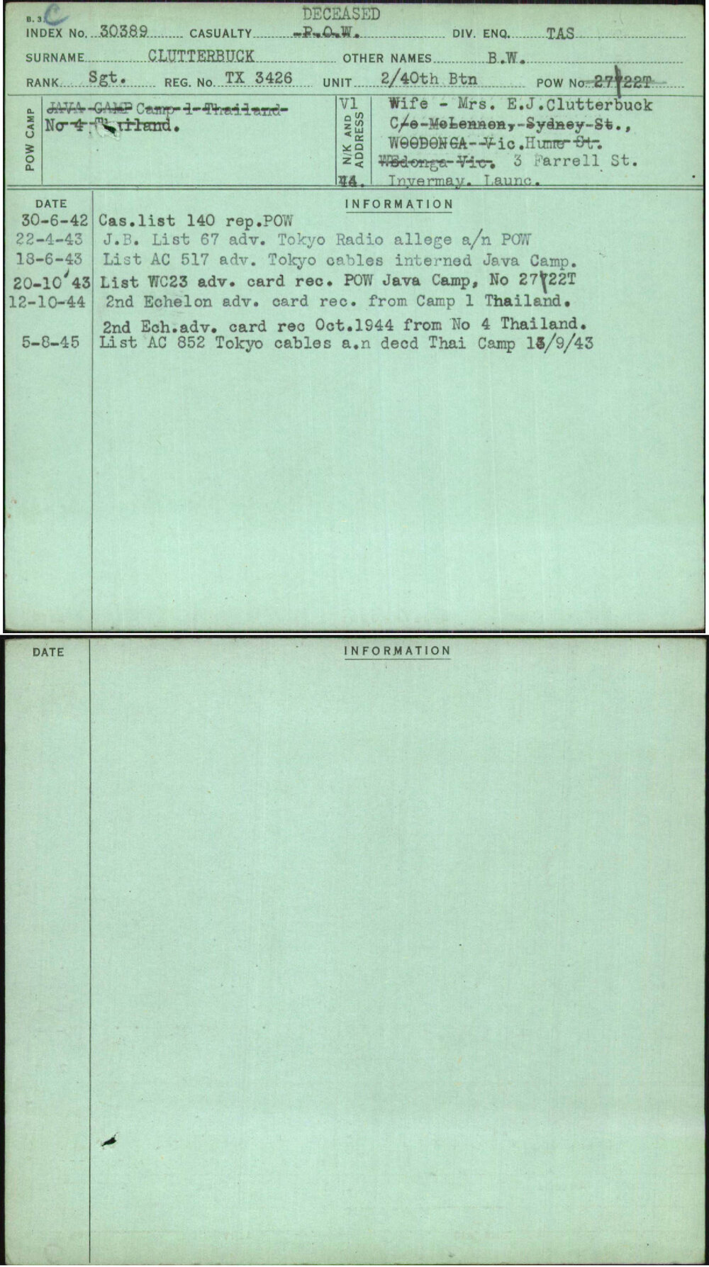 Clutterbuck, B W, TX3426