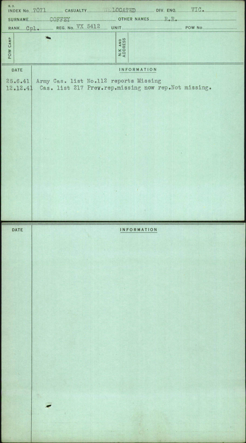Coffey, R R, VX5412