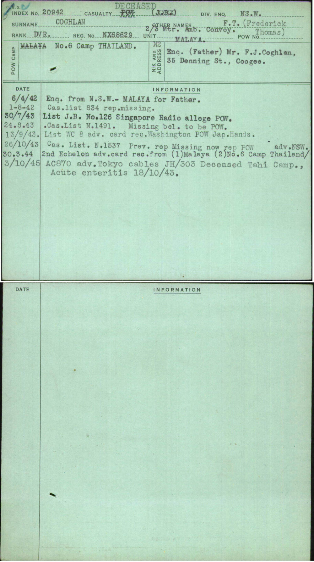 Coghlan, F T (Frederick Thomas), NX68629