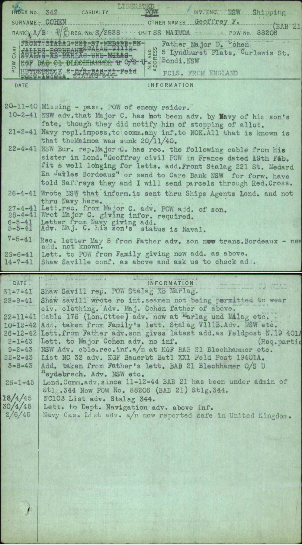Cohen, Geoffrey F, S-2538