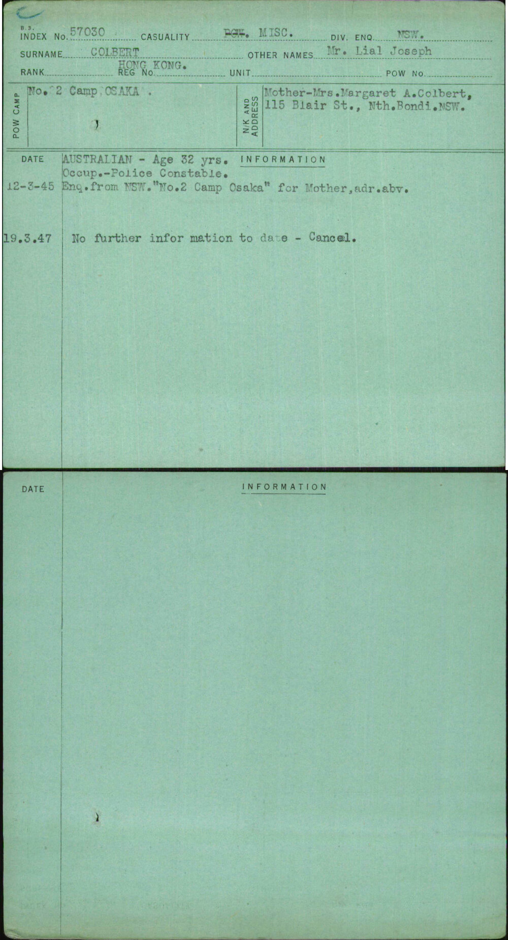 Colbert, Mr Lial Joseph, Hong Kong