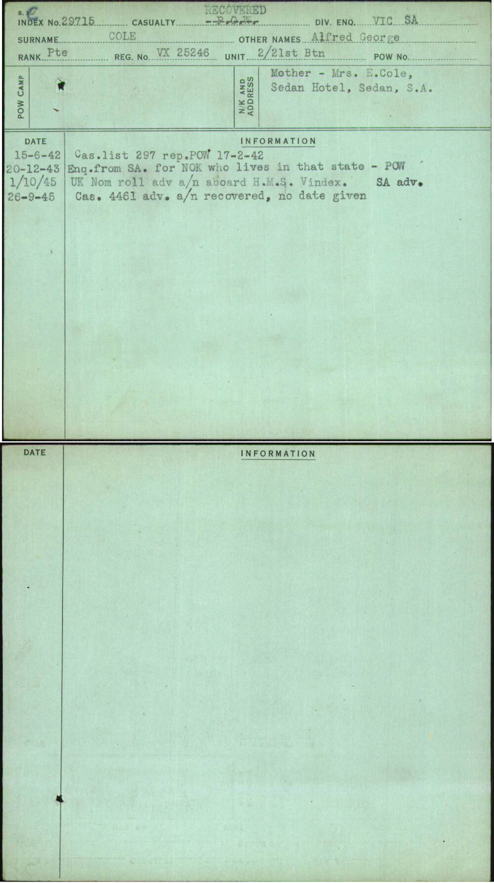 Cole, Alfred George, VX25246