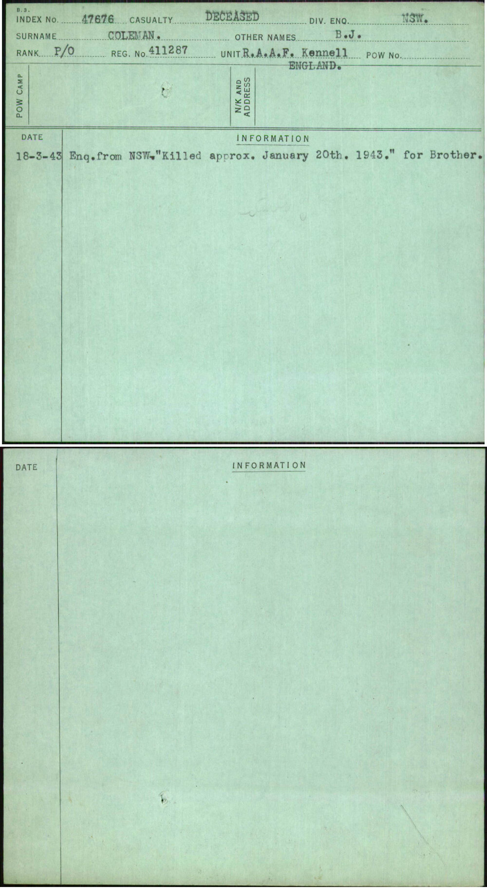 Coleman, B J, 411287