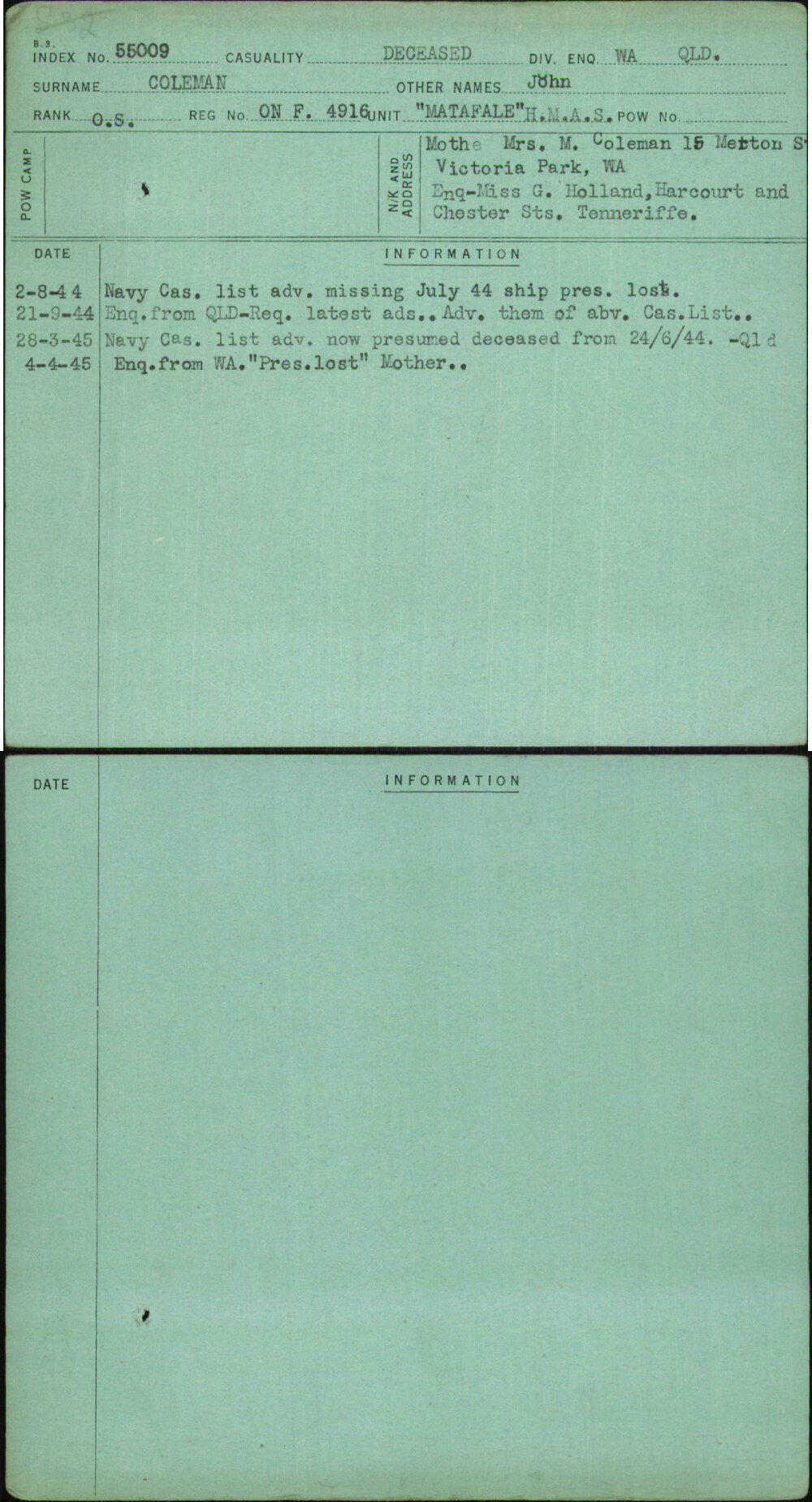 Coleman, John, On F4916