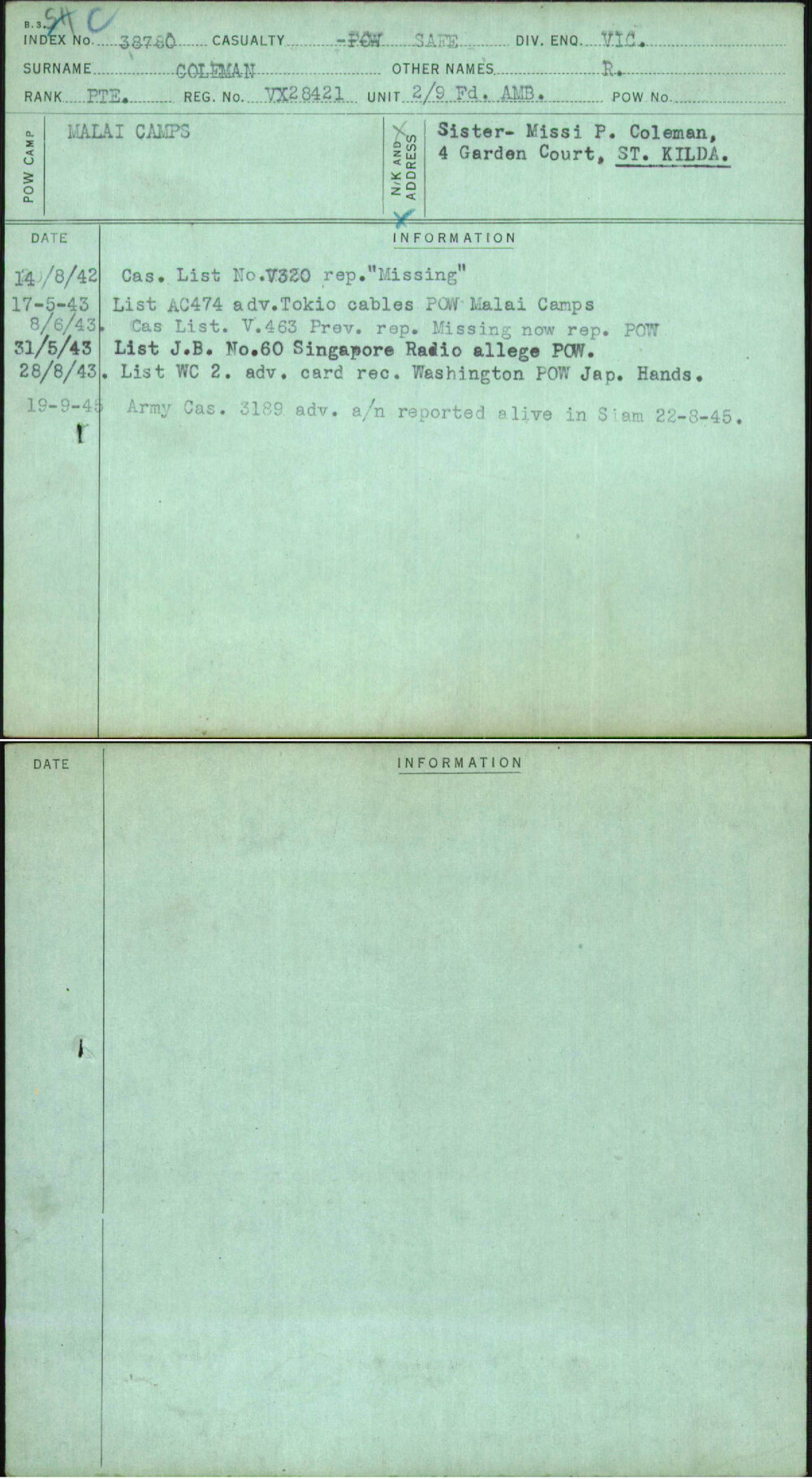 Coleman, R, VX28421