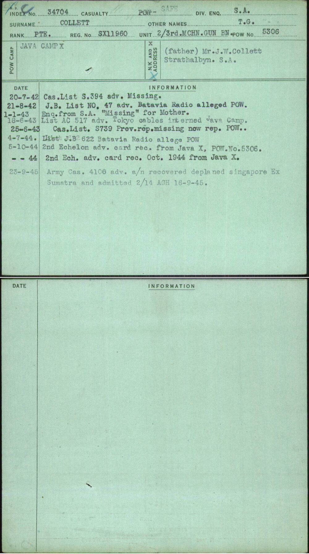 Collett, T G, SX11960