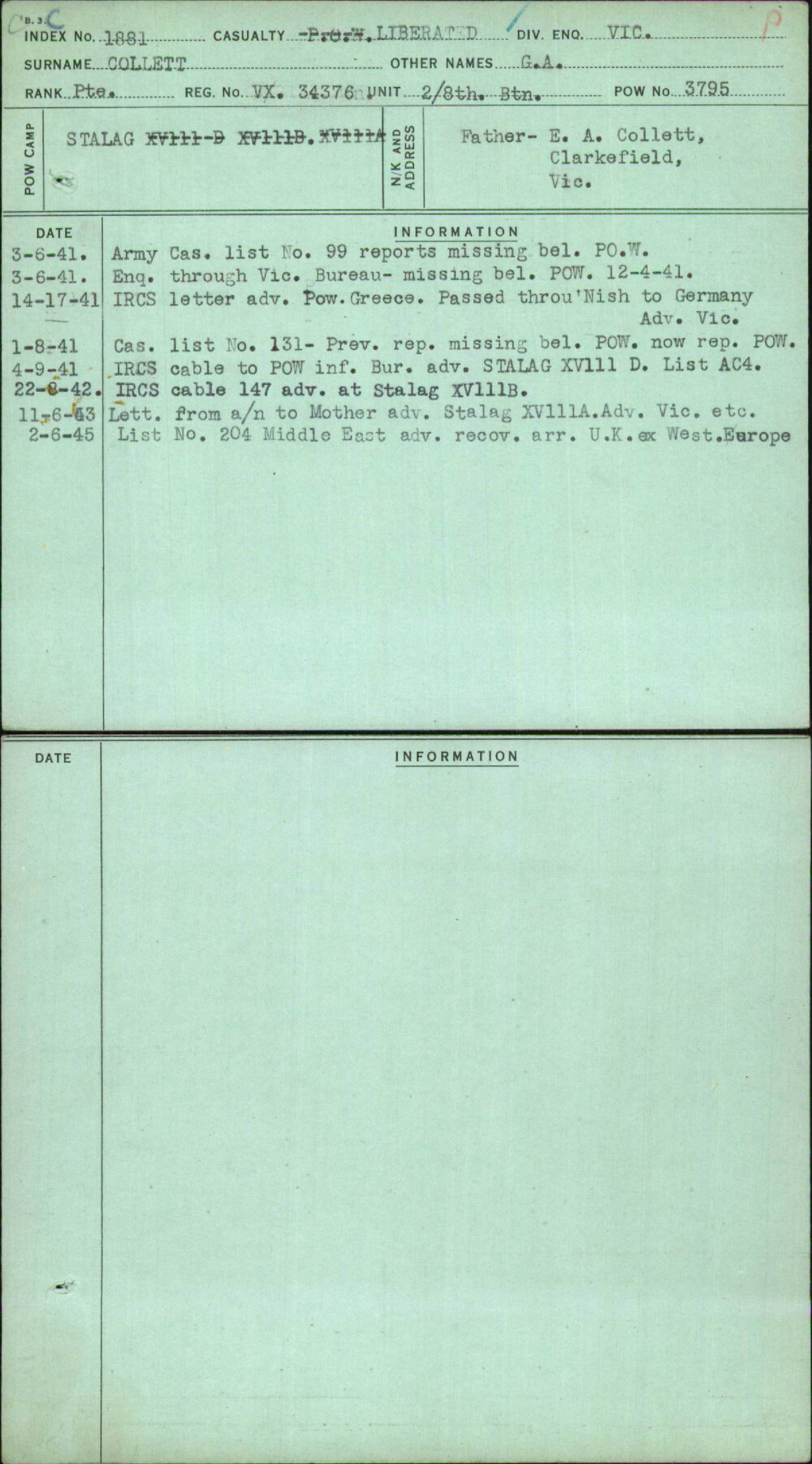 Collett, G A, VX34376