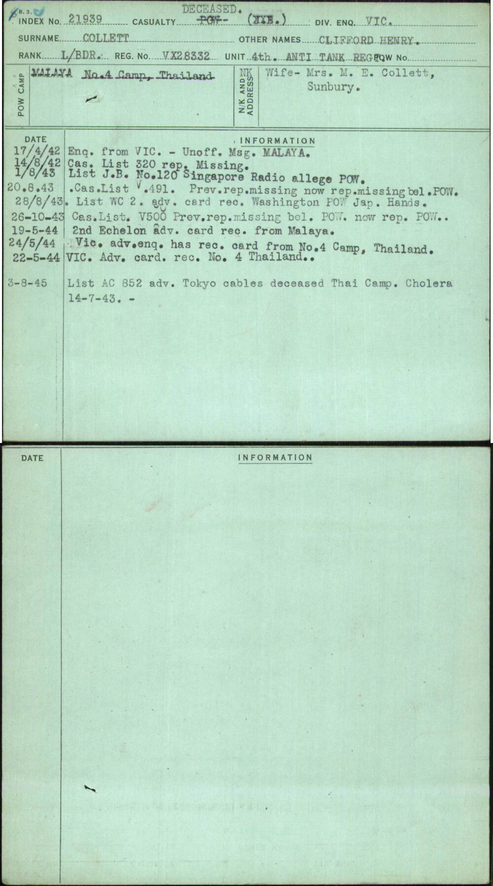 Collett, Clifford Henry, VX28332