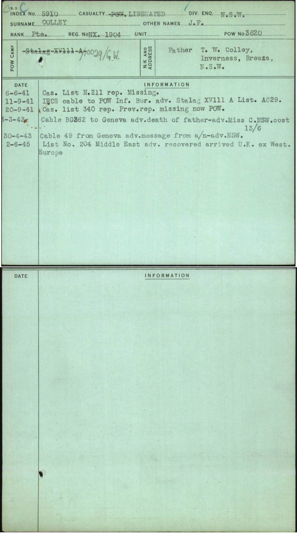 Colley, J F, NX1904