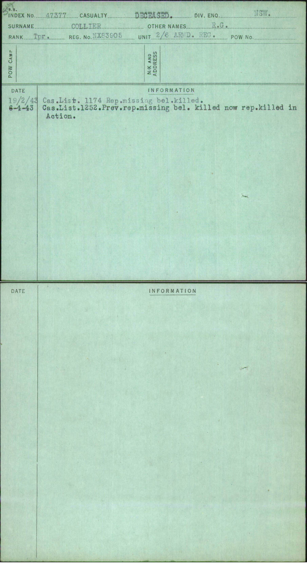 Collier, R G, NX83905