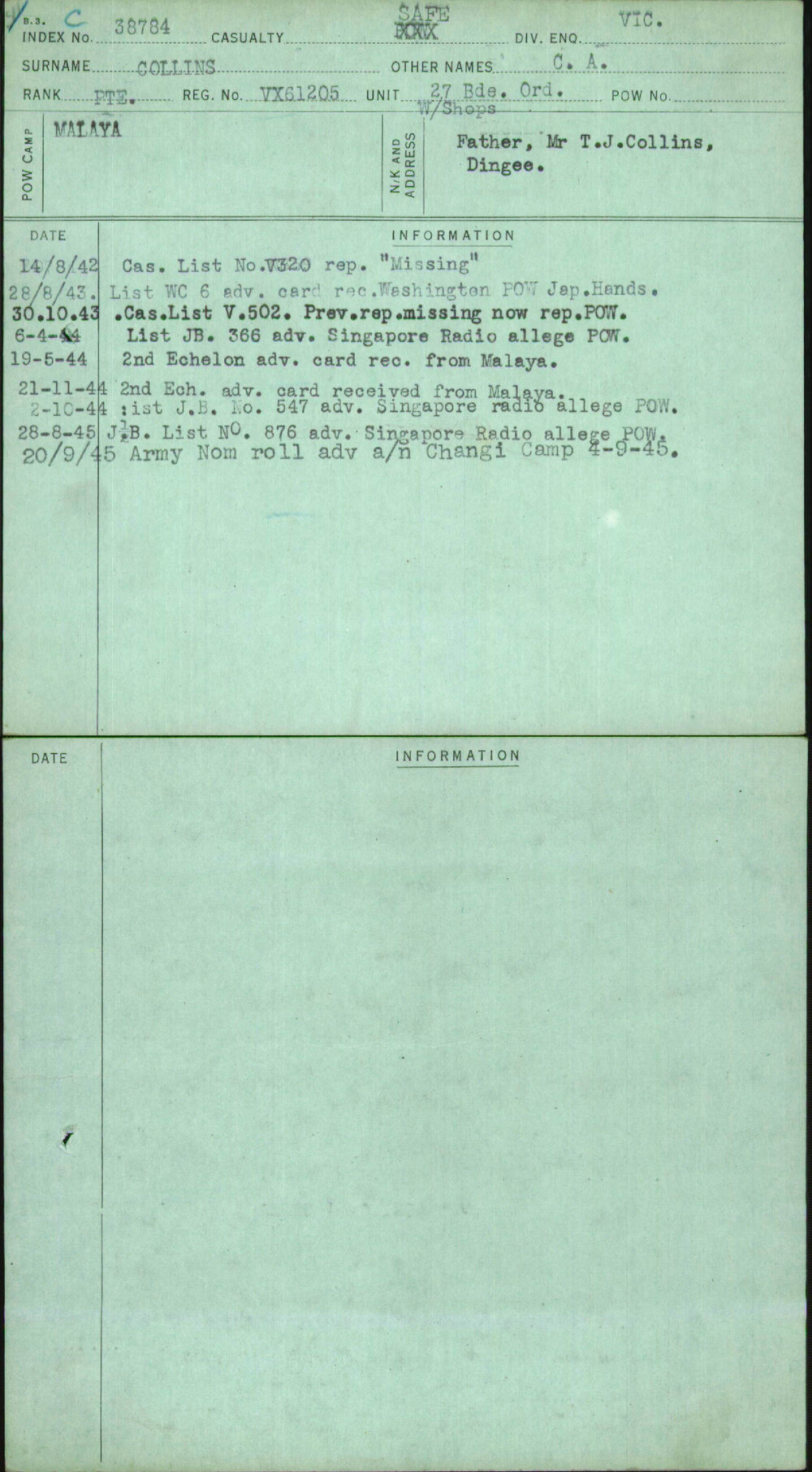 Collins, C A, VX61205