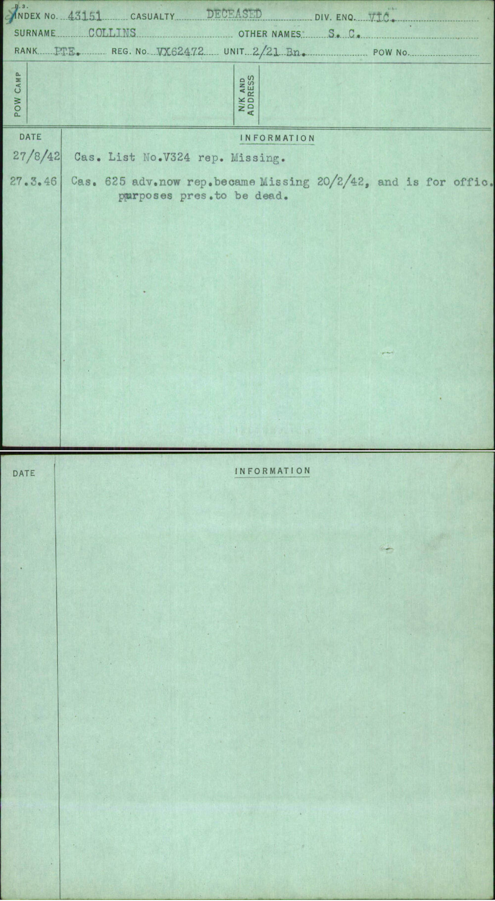 Collins, S C, VX62472