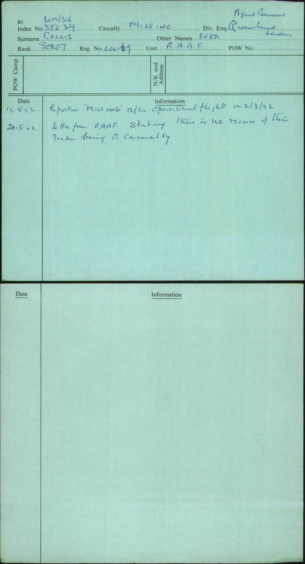 Collis, Fred, 404169