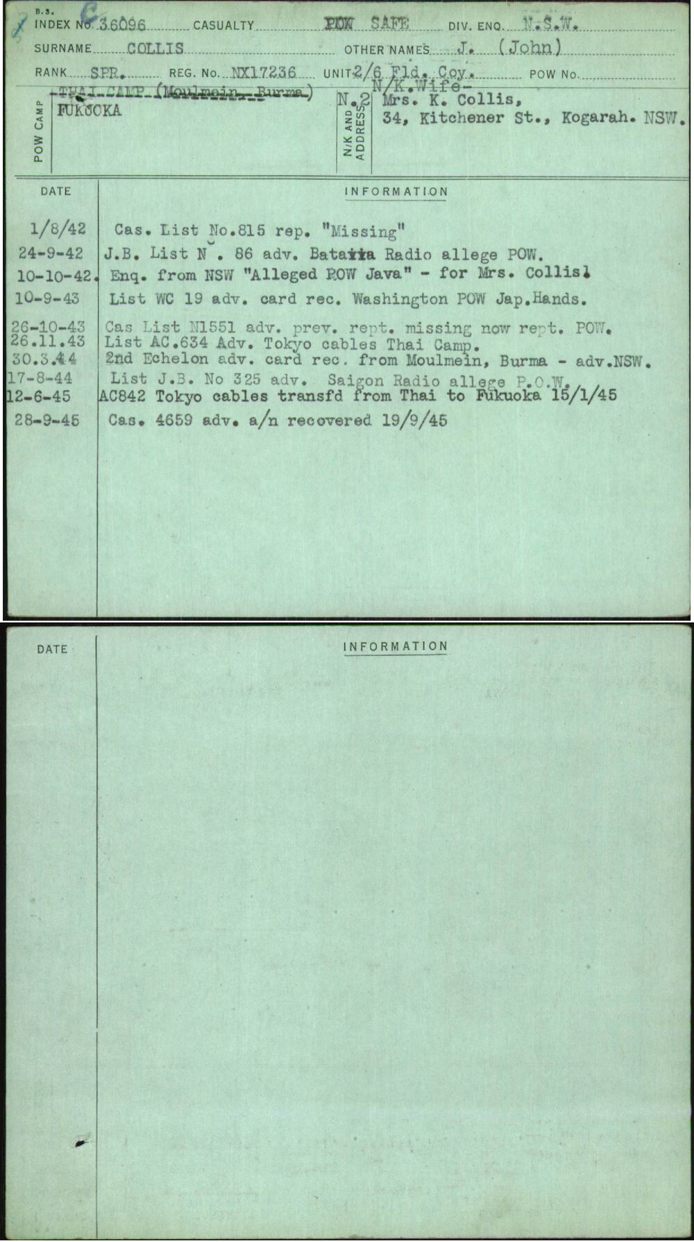 Collis, J (John), NX17236