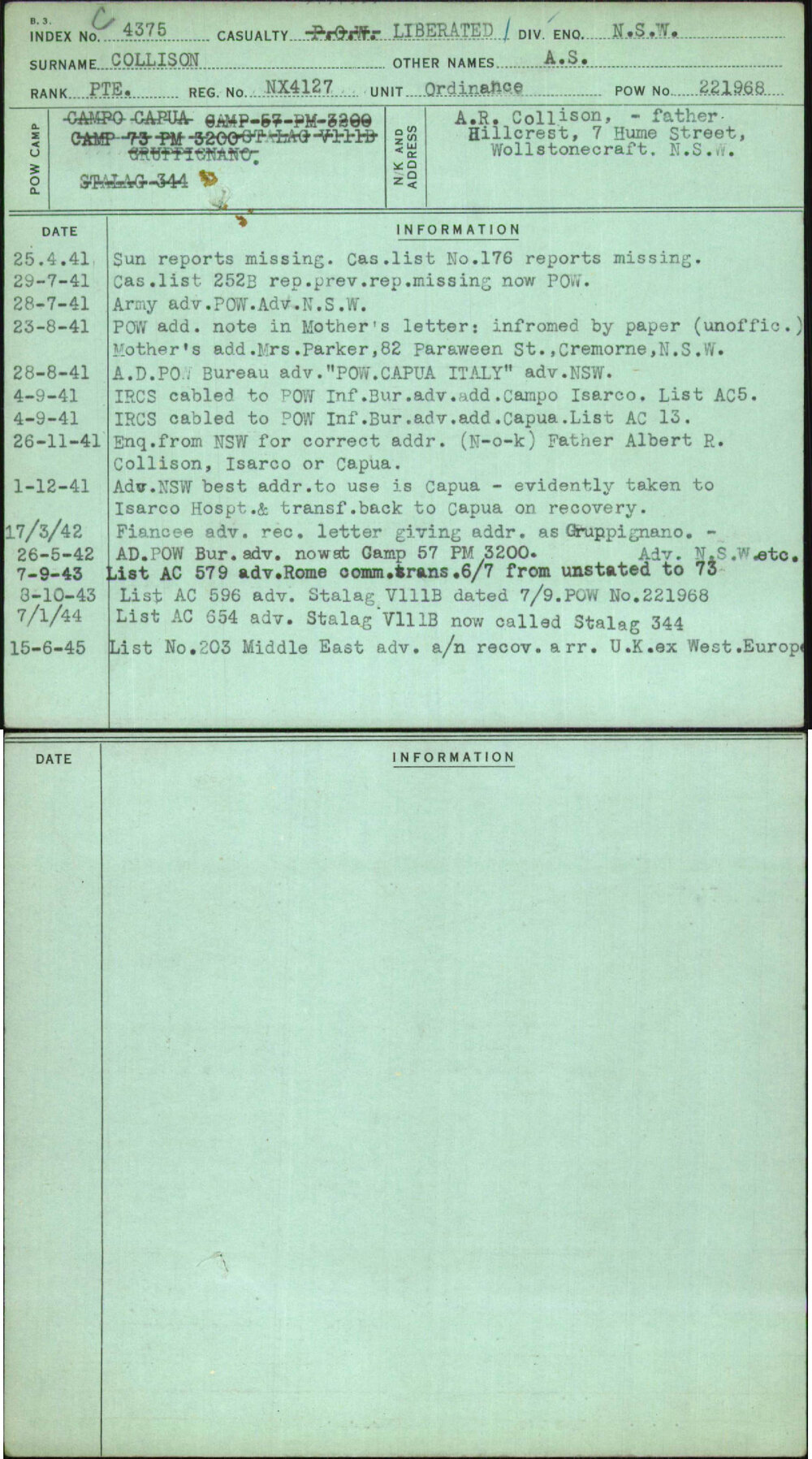 Collison, A S, NX4127
