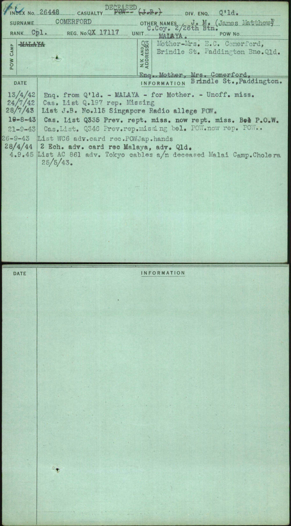 Comerford, J M (James Matthew), QX17117