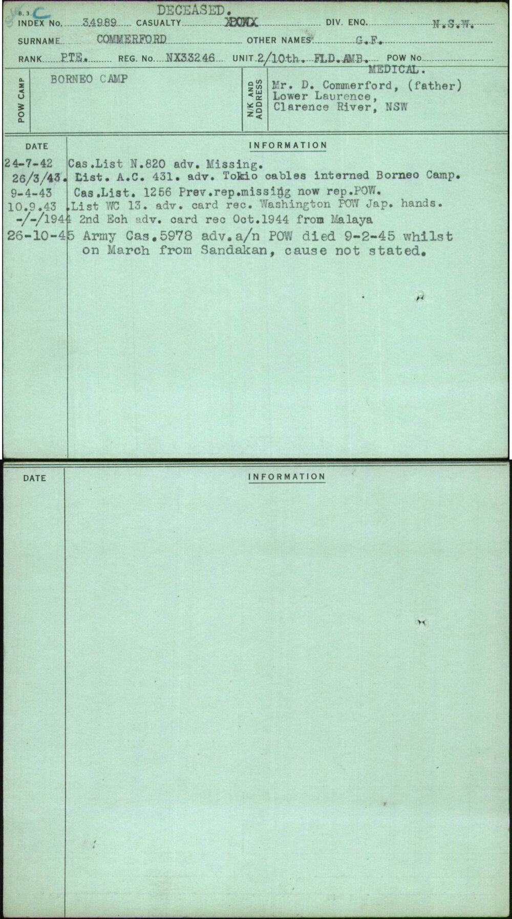 Commerford, G F, NX33246