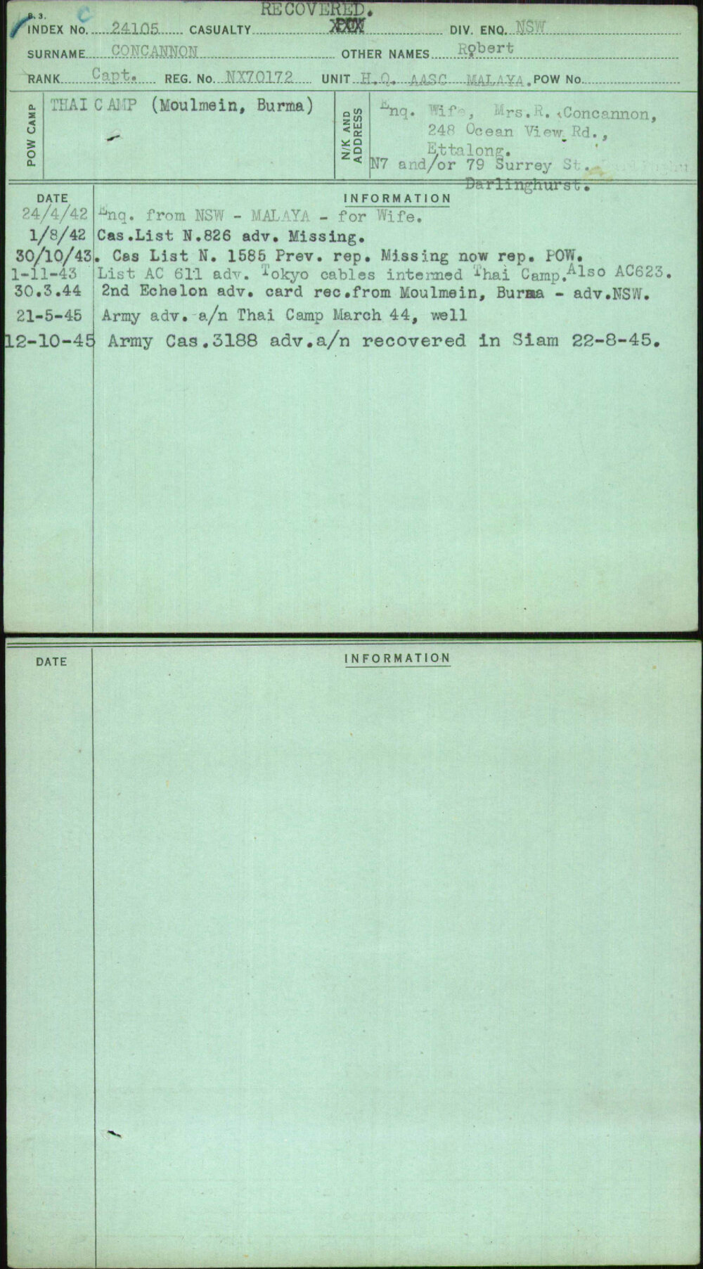 Concannon, Robert, NX70172