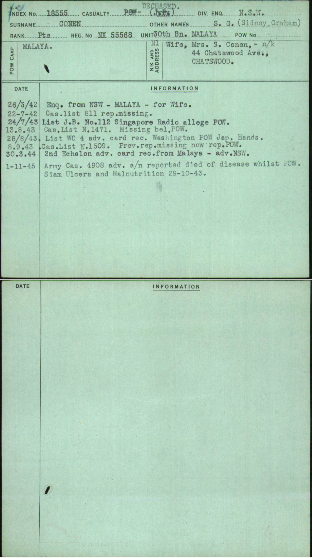 Conen, S G (Sidney Graham), NX55568