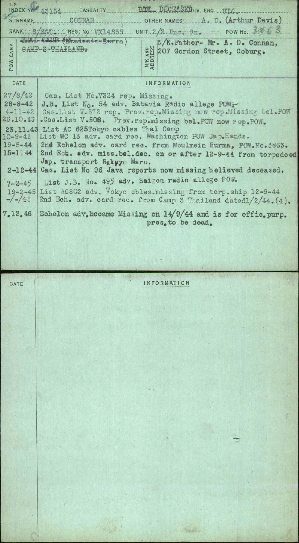 Connan, A D (Arthur Davis), VX14855