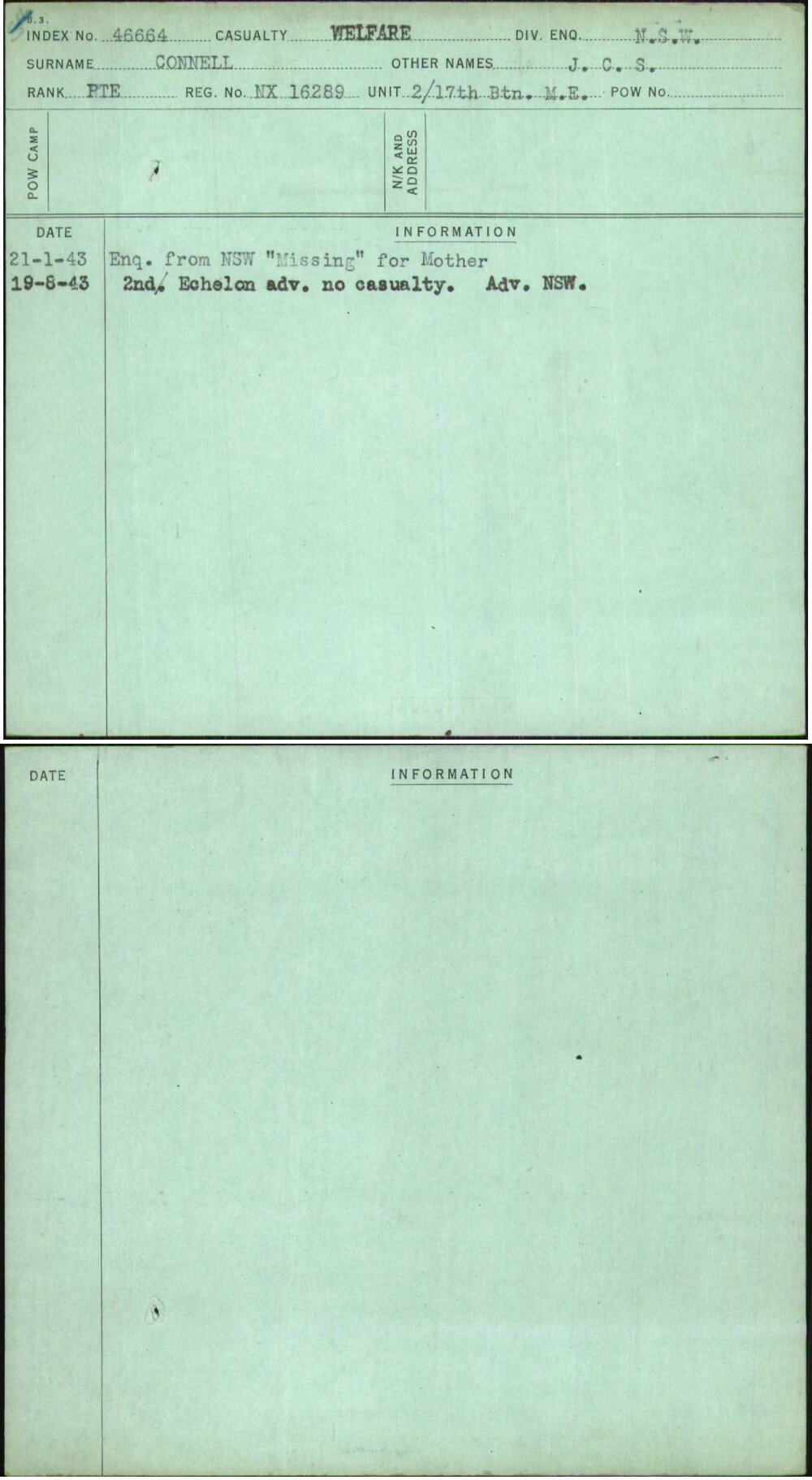 Connell, J C S, NX16289