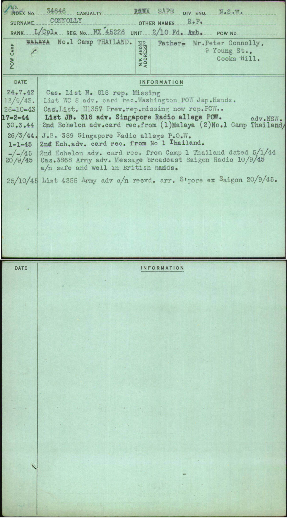 Connolly, R P, NX45226