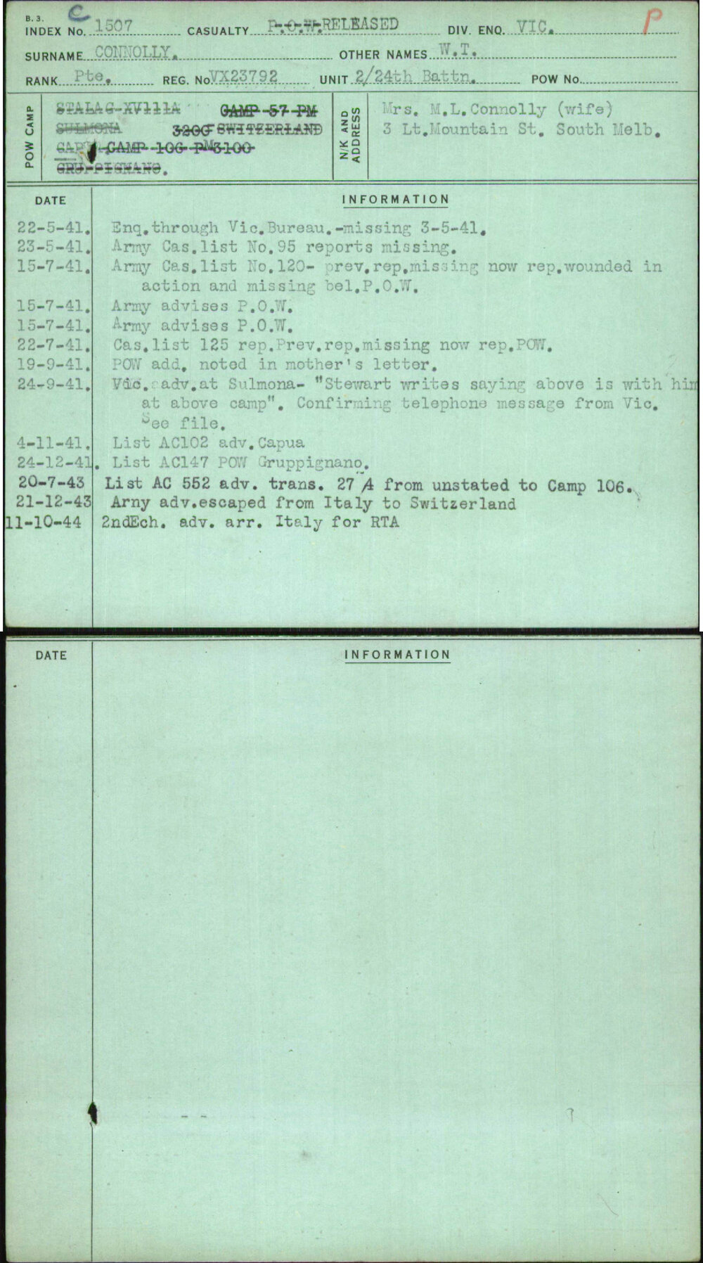 Connolly, W T, VX23792