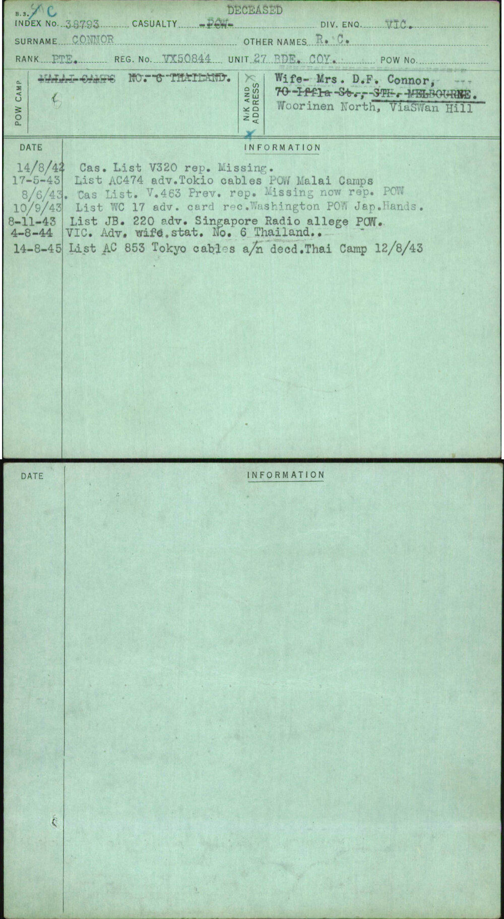 Connor, R C, VX50844