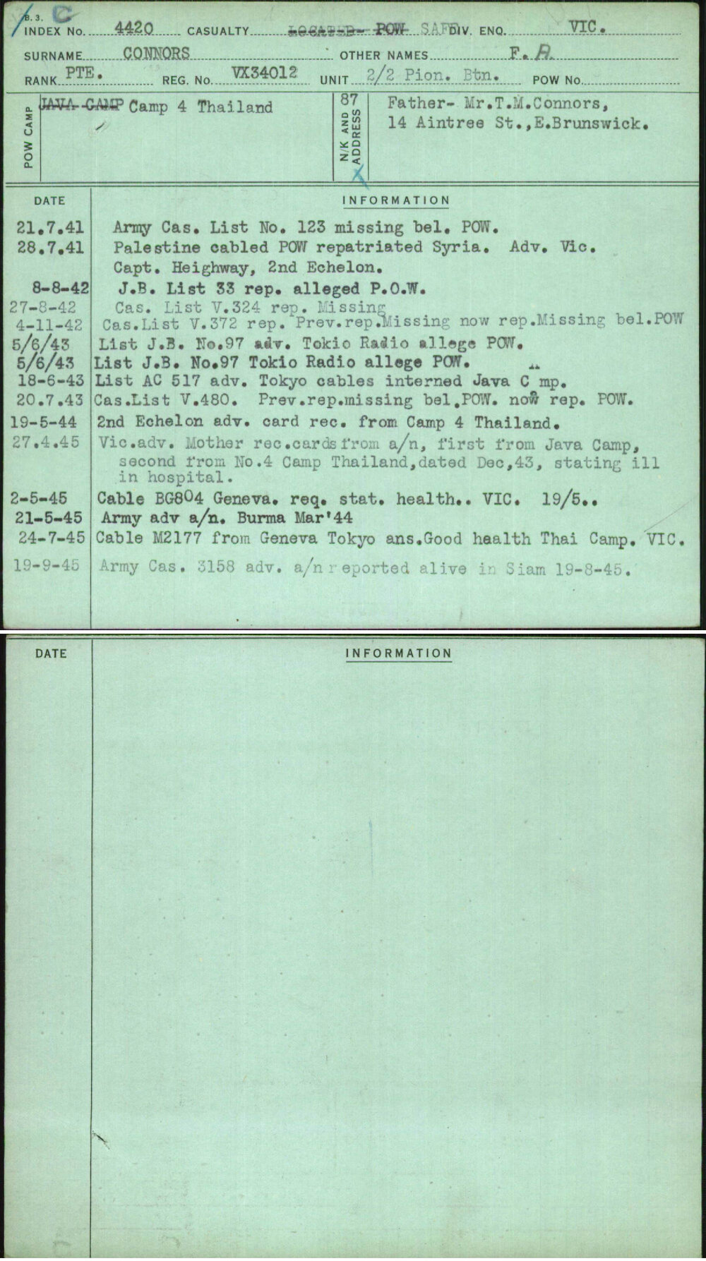 Connors, F A, VX34012