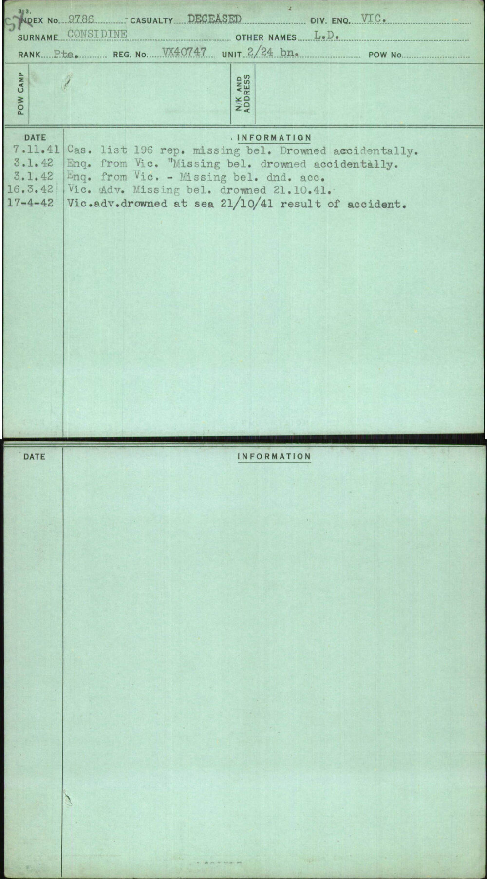 Considine, L D, VX40747