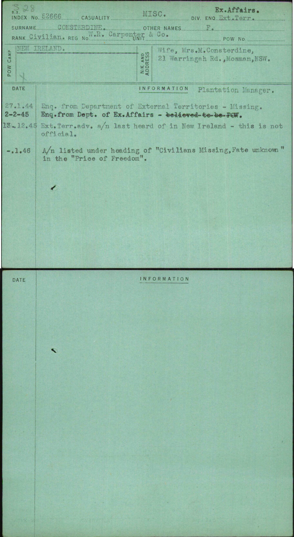 Consterdine, F, Wr Carpenter &amp; Co