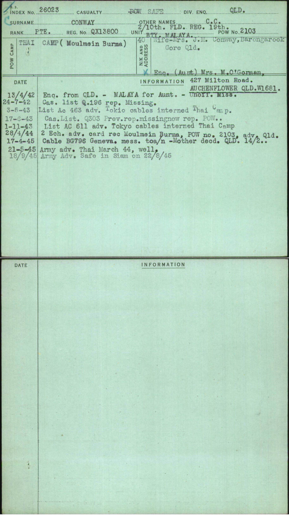 Conway, C C, QX13800