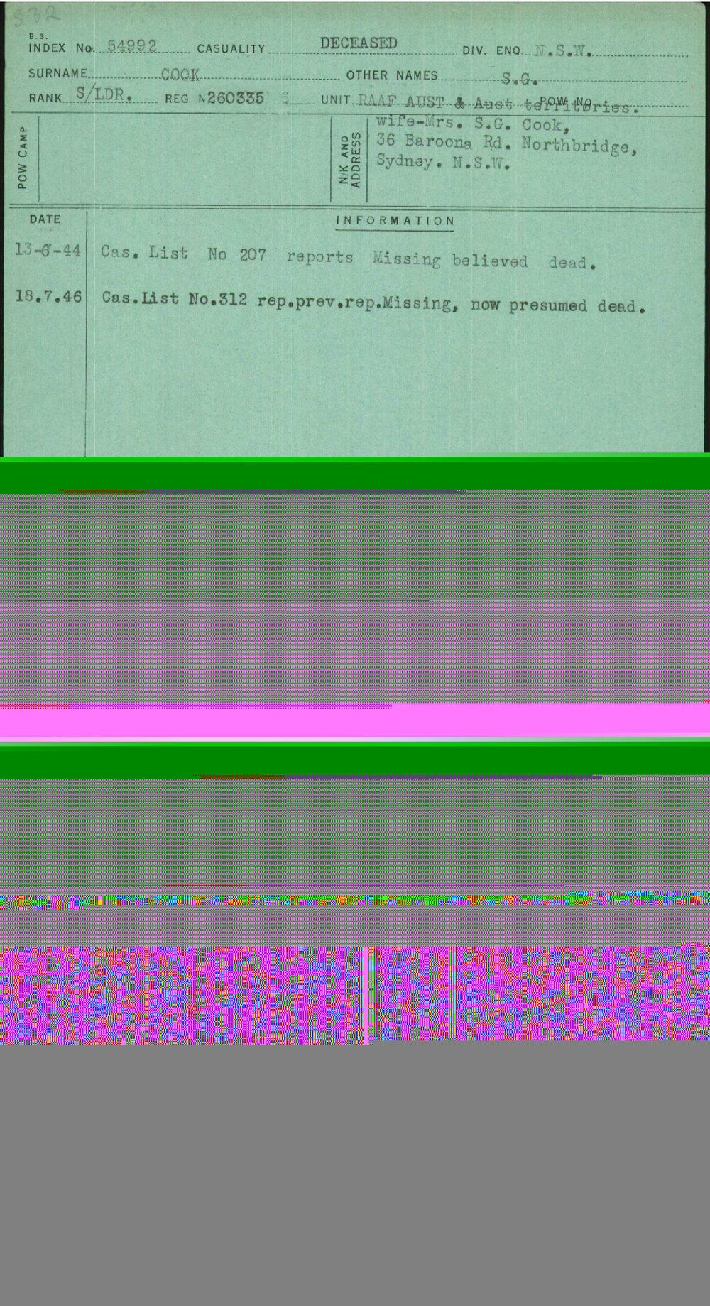 Cook, S G, 260335